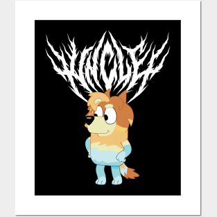 Black Metal Bluey Uncle Posters and Art